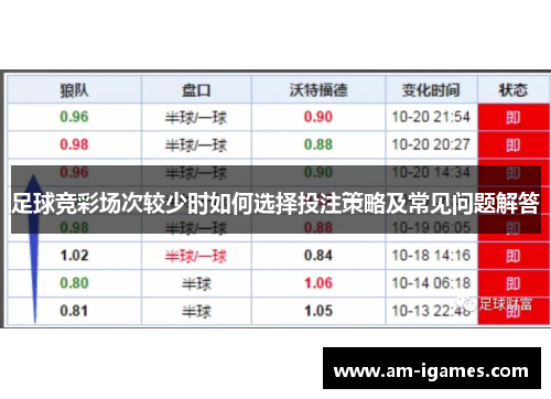 足球竞彩场次较少时如何选择投注策略及常见问题解答